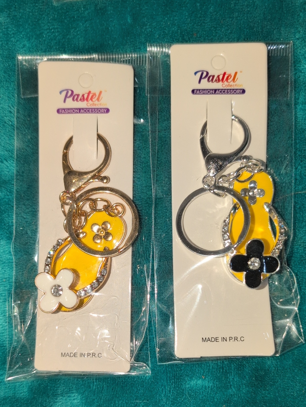 Pastels Yellow Floral Enamel Keychain - Pick 1